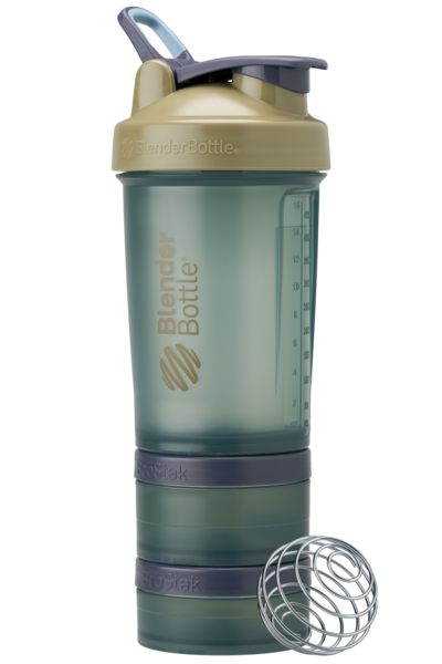 Green ProStak shaker with storage for pills, supplements, protein, and more. | Color#Coastal