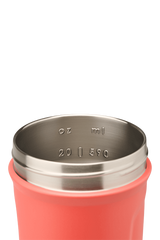 Strada™ insulated stainless steel protein shake cup with interior measurement markings.